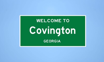 Covington, Georgia city limit sign. Town sign from the USA. - obrazy, fototapety, plakaty