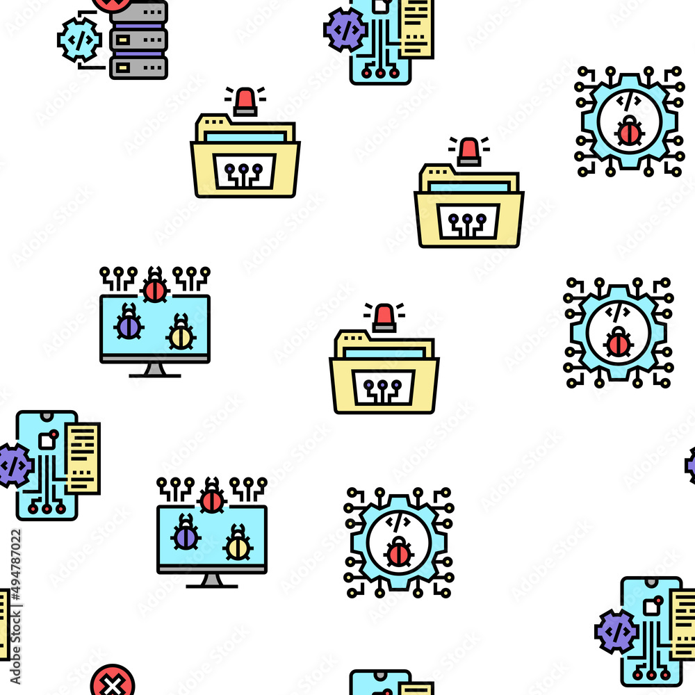 Poster debug research and fix vector seamless pattern thin line illustration