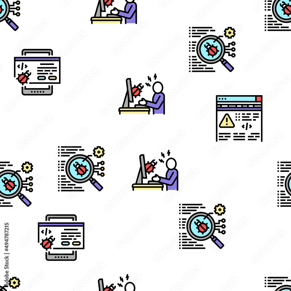 Poster debug research and fix vector seamless pattern thin line illustration