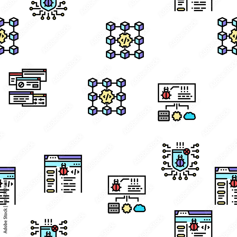 Poster debug research and fix vector seamless pattern thin line illustration
