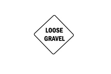 Loose gravel road traffic sign warning yellow 