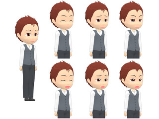 [Emotions A] Man Vest short hair oblique angle