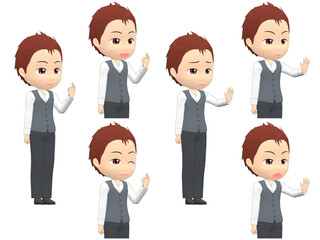 [OK NG A] Man Vest short hair oblique angle