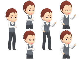 [Angry A] Man Vest short hair oblique angle