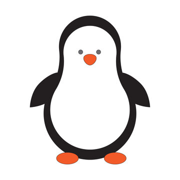 Cartoon penguin. Face symbol. Nature background. Love symbol. Happy face. Vector illustration. stock image. 