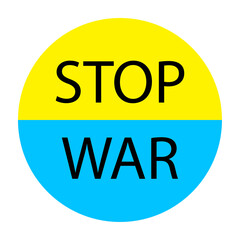 Circle ukraine stop war. Stop war sign. Peace symbol. Support ukraine sign. Yellow blue. Vector illustration. stock image. 
