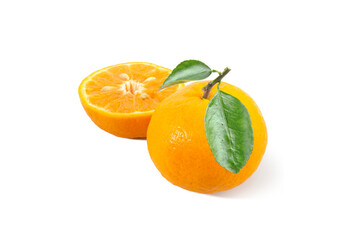 mandarin orange isolated on white background. mandarin orange is juicy and sweet.
