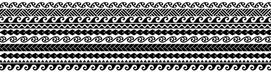 maori geometric pattern tattoo design texture dark line 마오리 문양 타투 도안 - obrazy, fototapety, plakaty