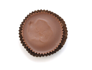 Chocolate pieces on white background