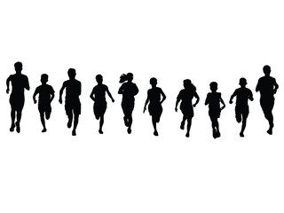 Silhouettes Group of People Running