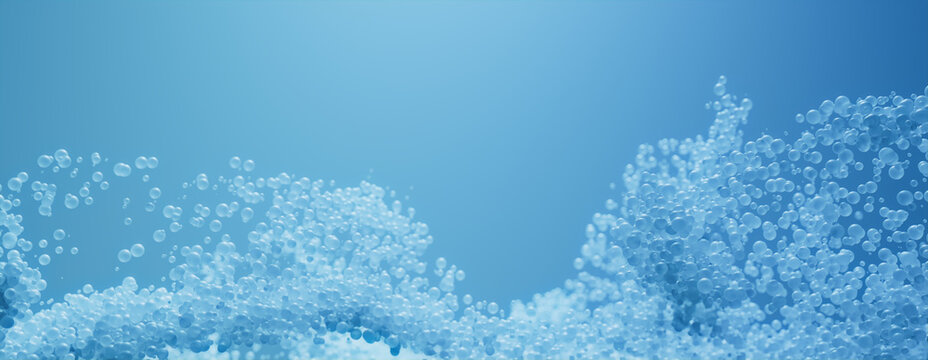 Suspended Atoms in a Blue Contemporary style. Innovative Technology or Medical concept.