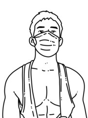 black and white of cute man cartoon for coloring