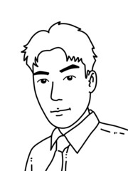 black and white of cute man cartoon for coloring