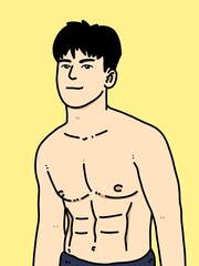 Fototapeta premium cute man cartoon on yellow background