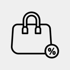 Handbag icon in line style about black friday, use for website mobile app presentation