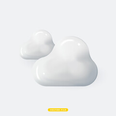 Cloud 3D Realistic Weather Icon Isolated Vector Illustration. Realistic 3D icon design