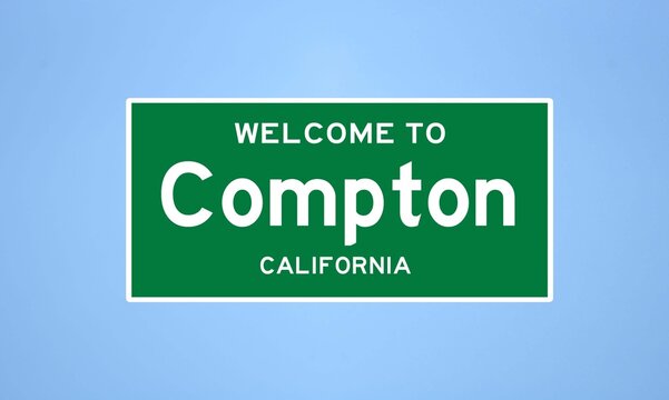 Compton, California city limit sign. Town sign from the USA.