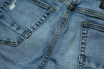 stitch on blue jeans textile