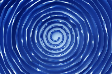 3D rendering abstract blue round fractal, portal. Colorful round spiral.
