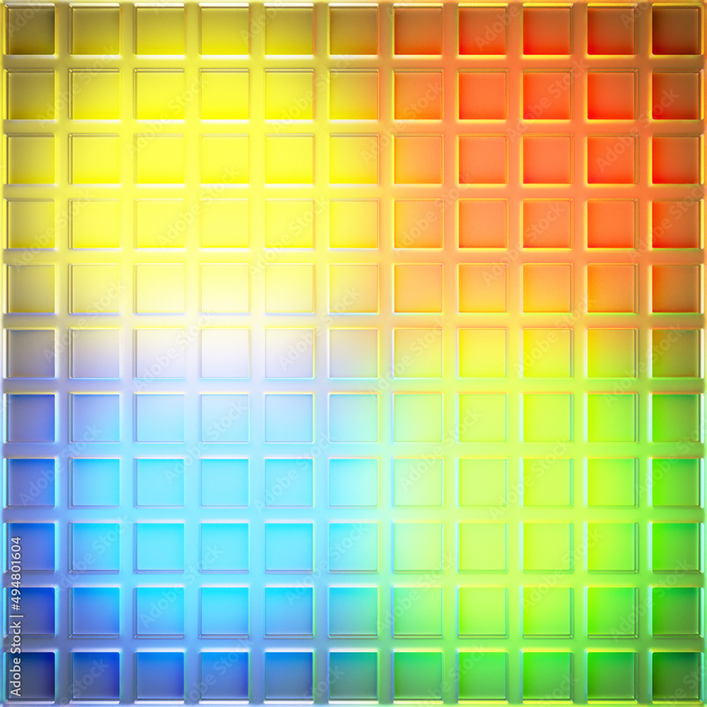Poster 3d illustration of rows of colorful polygones. parallelogram pattern. technology geometry background