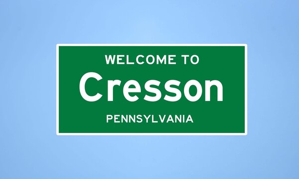 Cresson, Pennsylvania city limit sign. Town sign from the USA.