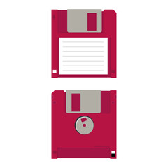 red floppy disks isolated on white background