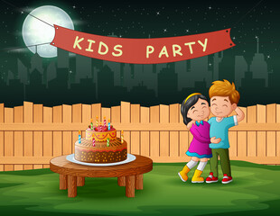 Young couple celebrating a birthday or anniversary at night