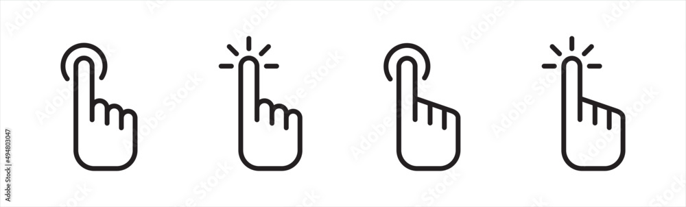 Poster hand clicking icon. pointer cursor сomputer mouse icon. clicking cursor, pointing hand clicks icons.