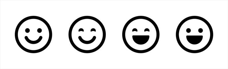 Happy smiley face or emoticon line art icon for apps and websites - obrazy, fototapety, plakaty