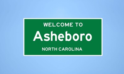 Asheboro, North Carolina city limit sign. Town sign from the USA.