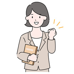 女性　コンサルタント　頼れる　ガッツポーズ　プロ　イラスト素材