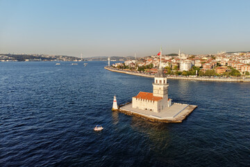 Aerial view of the Maiden's Tower in Istanbul, Turkey © efired