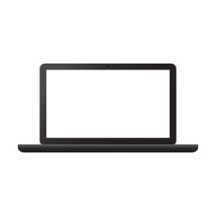laptop computer with blank white screen isolated on white background