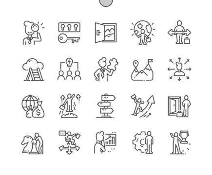 Opportunity. Personal growth. Business people. Career ways. Pixel Perfect Vector Thin Line Icons. Simple Minimal Pictogram
