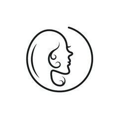 woman head  line  vector icon illustration concept