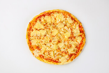Pizza with chicken and pineapple
