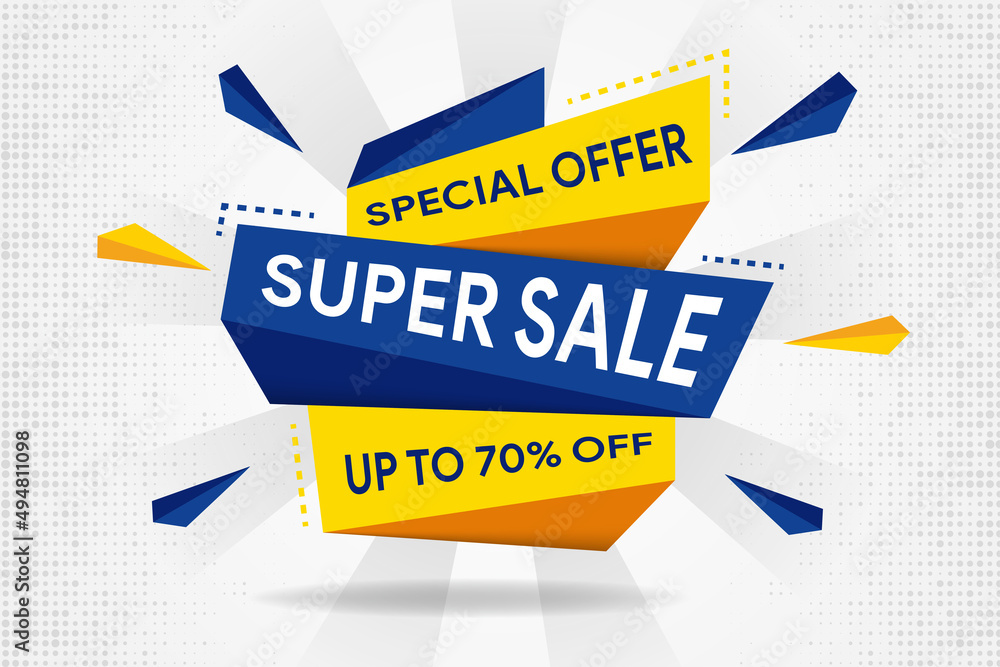 Poster 3d sale modern element banner with text super sale for emotion and motivation. colorful web template
