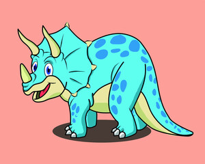 a cute Triceratops Dinosaurs in cartoon illustration in editable vector design