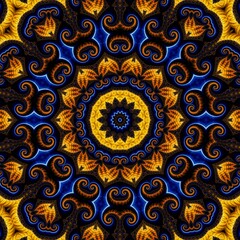 Blue Gold Abstract Art 1