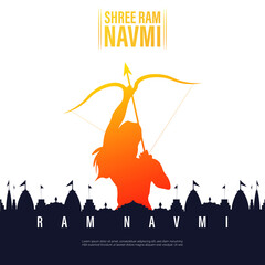 Vector illustration concept of Spring Hindu festival, Shree Ram Navami - obrazy, fototapety, plakaty