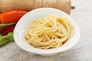 Italian pasta boiled spaghetti with oil