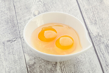 Chicken egg in the bowl