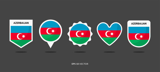 Azerbaijan Flag Set Vector Illustration. Good Used for Sticker, Logo, Icon, Clipart, Etc - EPS 10 Vector