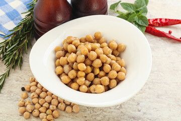 Boiled chickpea in the bowl