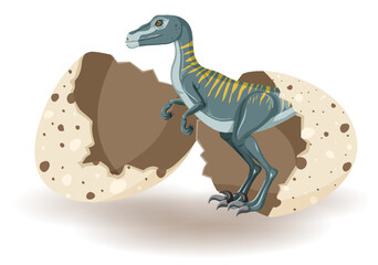 Velociraptor hatching from egg
