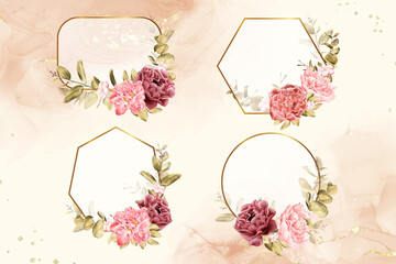 Realistic Watercolor Wedding Frames Multi Purpose Template Design Collection