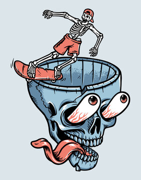 Funny Skateboard Skeleton illustration