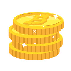 pile golden bitcoins
