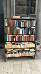 old books are sold on the street. sale of very old books