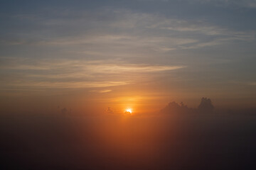 Sky gradient from blue to orange sunset